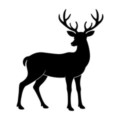Silhouette of a majestic deer standing calmly with large antlers shown