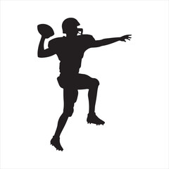 Naklejka premium American Football Player Silhouette Throwing Ball - Sports & Athlete Icon