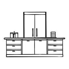 Clean modern kitchen countertop design illustration