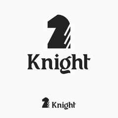 Logo design of black knight horse chess warrior minimalist and bold design