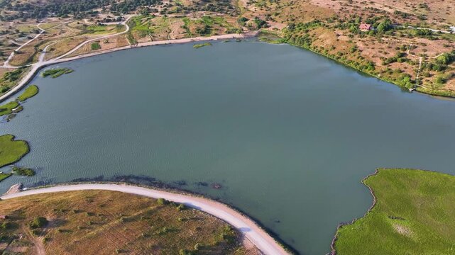 The lake's modesty and beauty were captured using drones 