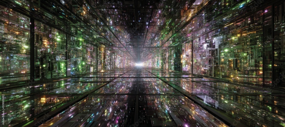 Poster Abstract dimension imagination space. Generative AI technology.