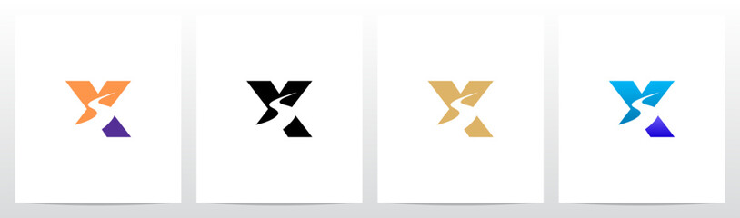 Road River Cutting Negative Space Letter Logo Design X
