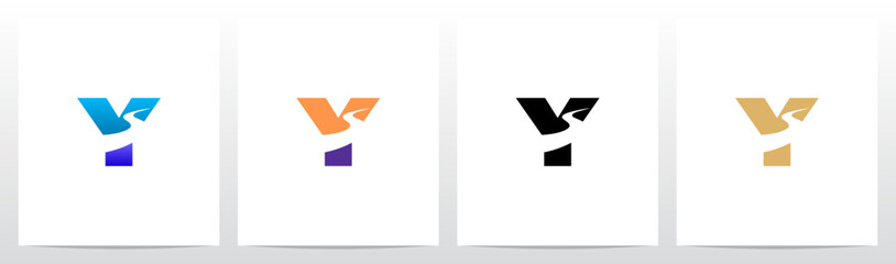 Road River Cutting Negative Space Letter Logo Design Y