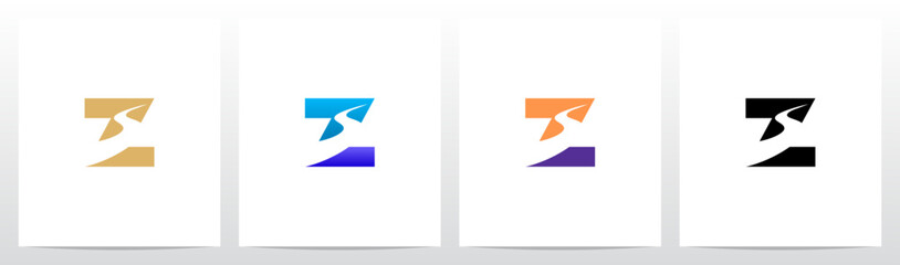 Road River Cutting Negative Space Letter Logo Design Z