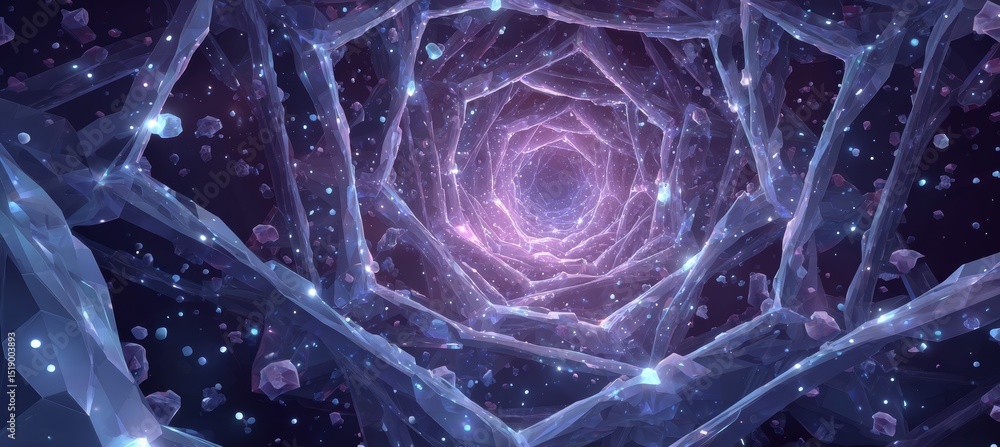 Aufkleber Tesseract five dimension tunnel portal for space teleport. Generative AI technology.