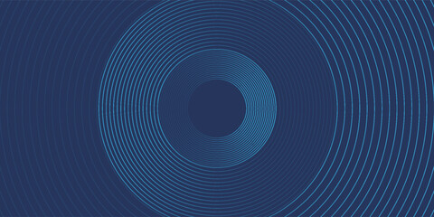 Abstract blue glowing geometric lines on dark blue background. Modern shiny blue circle lines pattern. Futuristic technology concept. Suit for cover, poster, banner, brochure, header, website