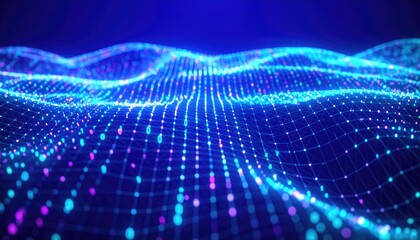 Uv binary mesh morphing slowly in glowing coded transformation