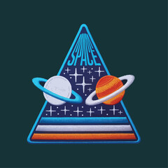 Set of space and astronaut , patches, emblems, badges and labels.
