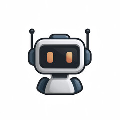 A cute robot character with antennas and expressive eyes, perfect for tech-related themes.