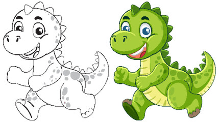 Playful Cartoon Dinosaur Vector Illustration