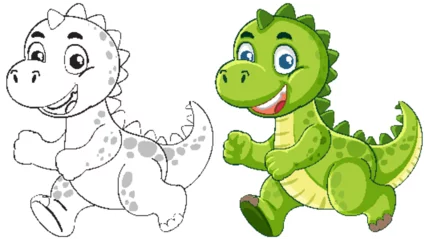Gordijnen Playful Cartoon Dinosaur Vector Illustration © GraphicsRF