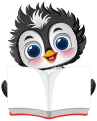 Gordijnen Cute Penguin Reading a Book © GraphicsRF