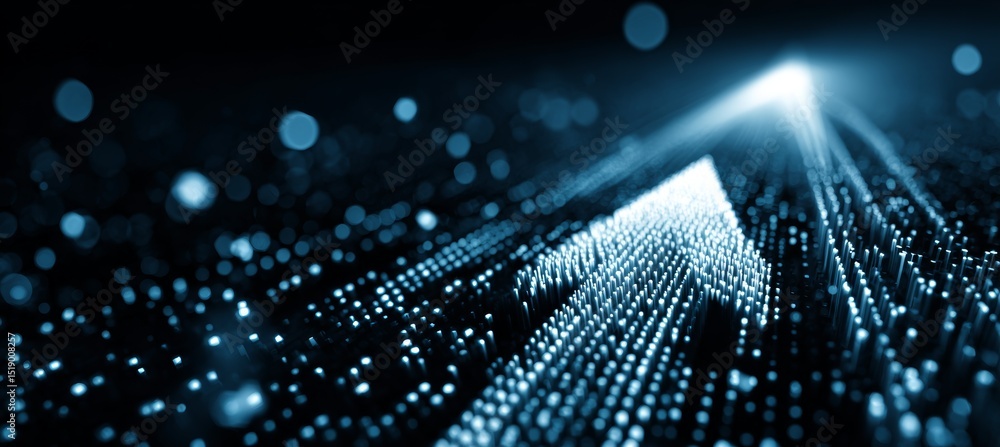 Poster virtual arrow searching for target. business focus aim for success achievement. generative ai techno