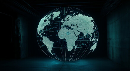 A digital globe with light connections between different parts of the world