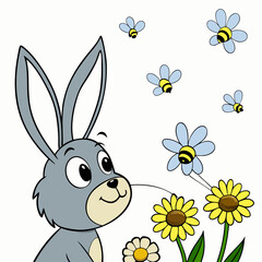 easter bunny with flowers