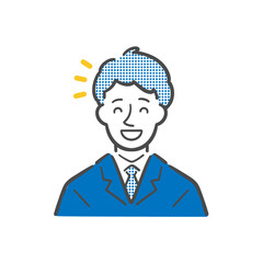 明るい笑顔の表情をしたビジネスマンのシンプルイラスト