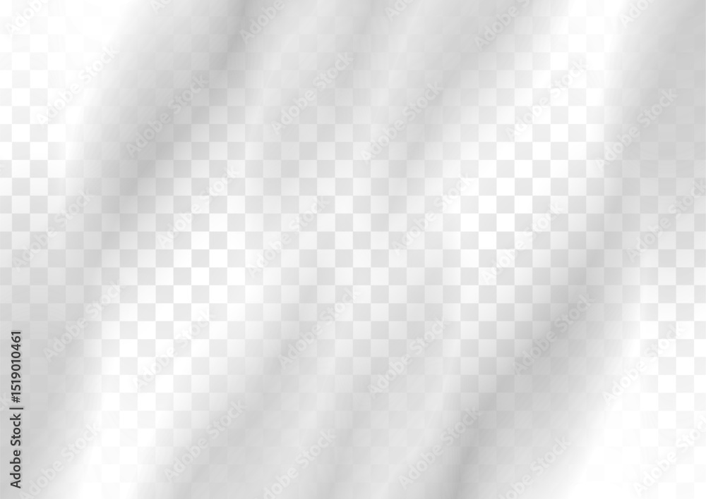 Aufkleber Light grey and white smooth glossy transparent waves abstract background. Vector soft flowing curves on checkered backdrop