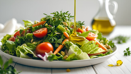 Vibrant Modern and Minimalist Composition of a Green Healthy Salad in a Clean Aesthetic Setting