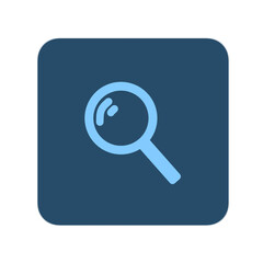 magnifying glass icon, used for AI logo with dark blue and light blue background
