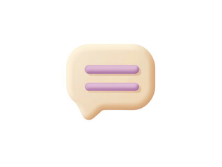 3D Rendered Beige Chat Bubble Icon on Transparent Background