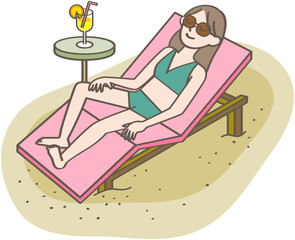 ビーチでリラックスする人