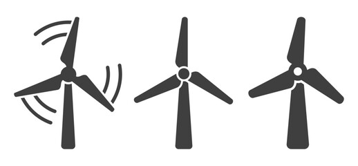 Wind turbine power symbol icon set. Windmill power plant ecology energy logo sign shape. Vector illustration image. Isolated on white background.	
