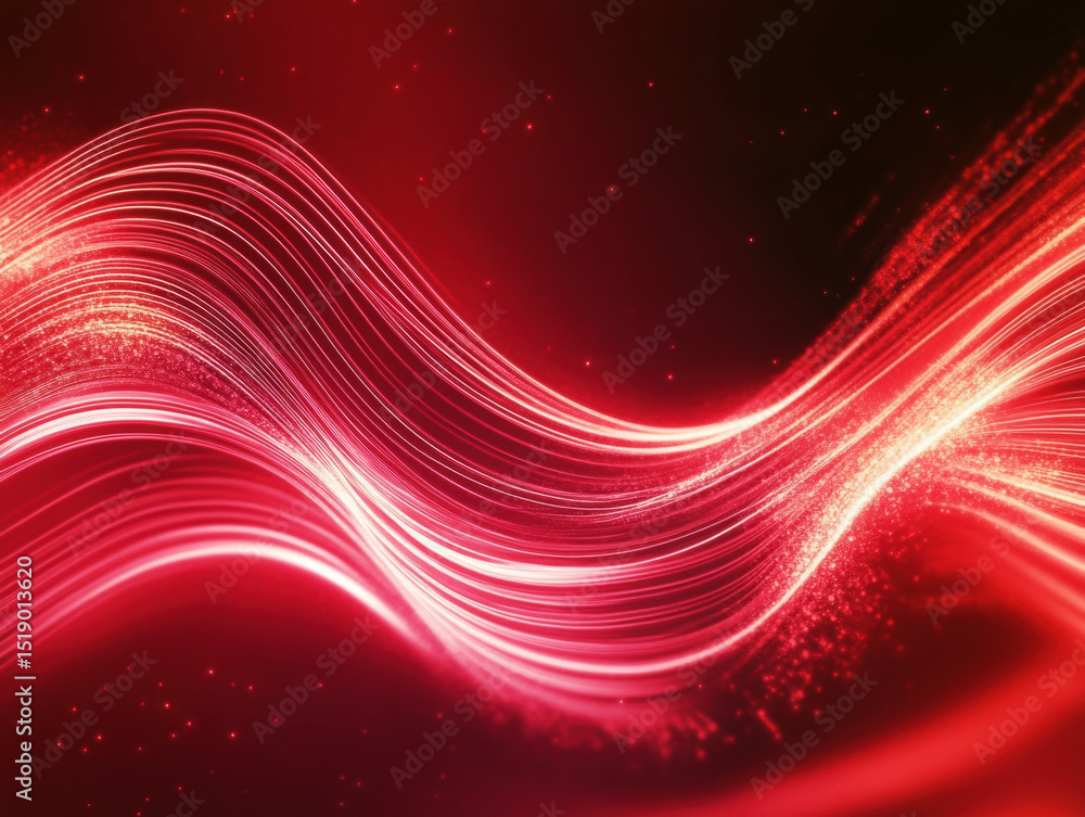 Poster swirling red lines create a mesmerizing abstract design in a dark background