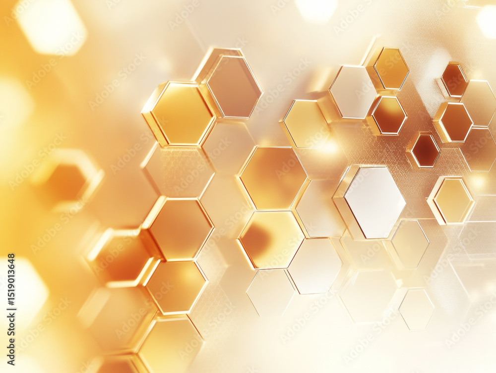 Poster honeycomb pattern with golden hues creating a warm abstract background