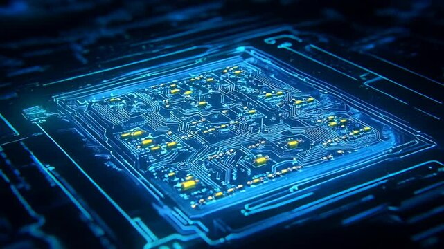 Futuristic Circuit Board UI Representing Software Infrastructure