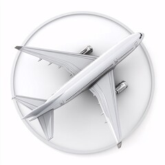 3D rendering of a white airplane icon, isolated on a clean white backdrop.