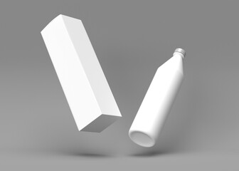 Sleek White Bottle and Box Packaging Mockup - Minimalist Product Presentation