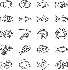 Obraz premium A Collection of Scalable Sea Life Icons Perfect for Branding and Logo Design