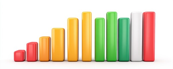 Fototapeta premium Ascending Colorful 3D Bar Graph Data Visualization