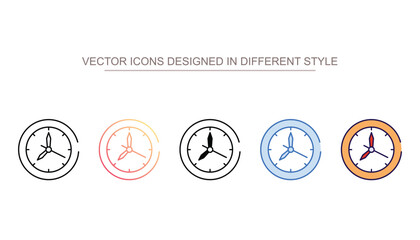 Wall Clock icon design with white background stock illustration