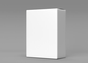 Blank White Cardboard Box Mockup on Gray Background
