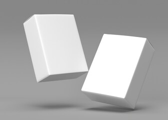 Two Blank White Boxes Floating, Product Packaging Mockup