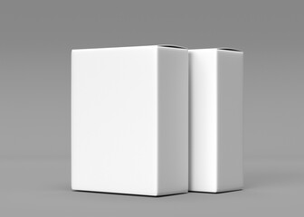 Two Blank White Cardboard Boxes Mockup on Gray Background