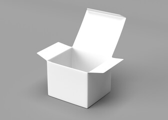 Open White Cardboard Box Mockup on Gray Background