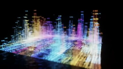 Abstract cityscape with data visualization - Powered by Adobe
