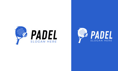 Racket and ball paddle tennis logo. Sport symbol with speed or movement concept for club and team