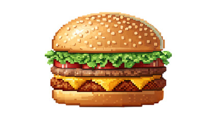 burger in 8 bit style isolated on white