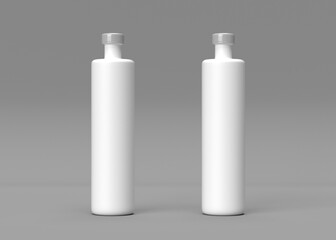 Two Blank White Cylindrical Bottles with Caps - Mockup for Product Design