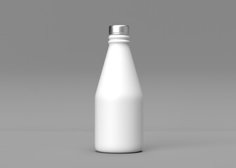 Blank White Bottle Mockup with Silver Cap - Product Packaging Design Template