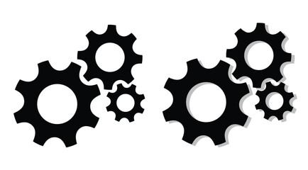 Black Gear Cogwheel Icons on White Background