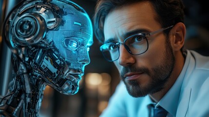 Artificial Intelligence and Human Collaboration: A Futuristic Scientific Research Illustration