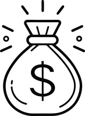 outline Icon of a money bag with a dollar sign 