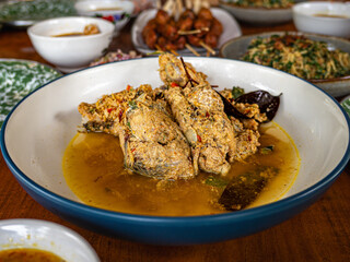 Balinese seafood soup using marlin or barracuda