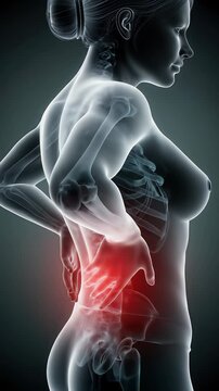 Female Anatomy with Lower Back Pain Illustration