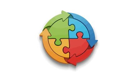 Colorful Puzzle Pieces Forming a Circular Arrow Diagram